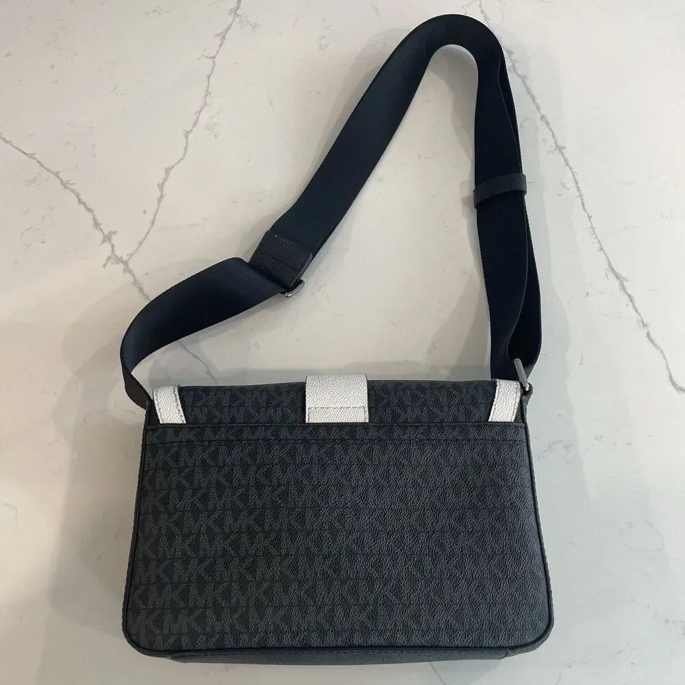 Michael Kors Block Signature Logo Crossbody Bag Black And White